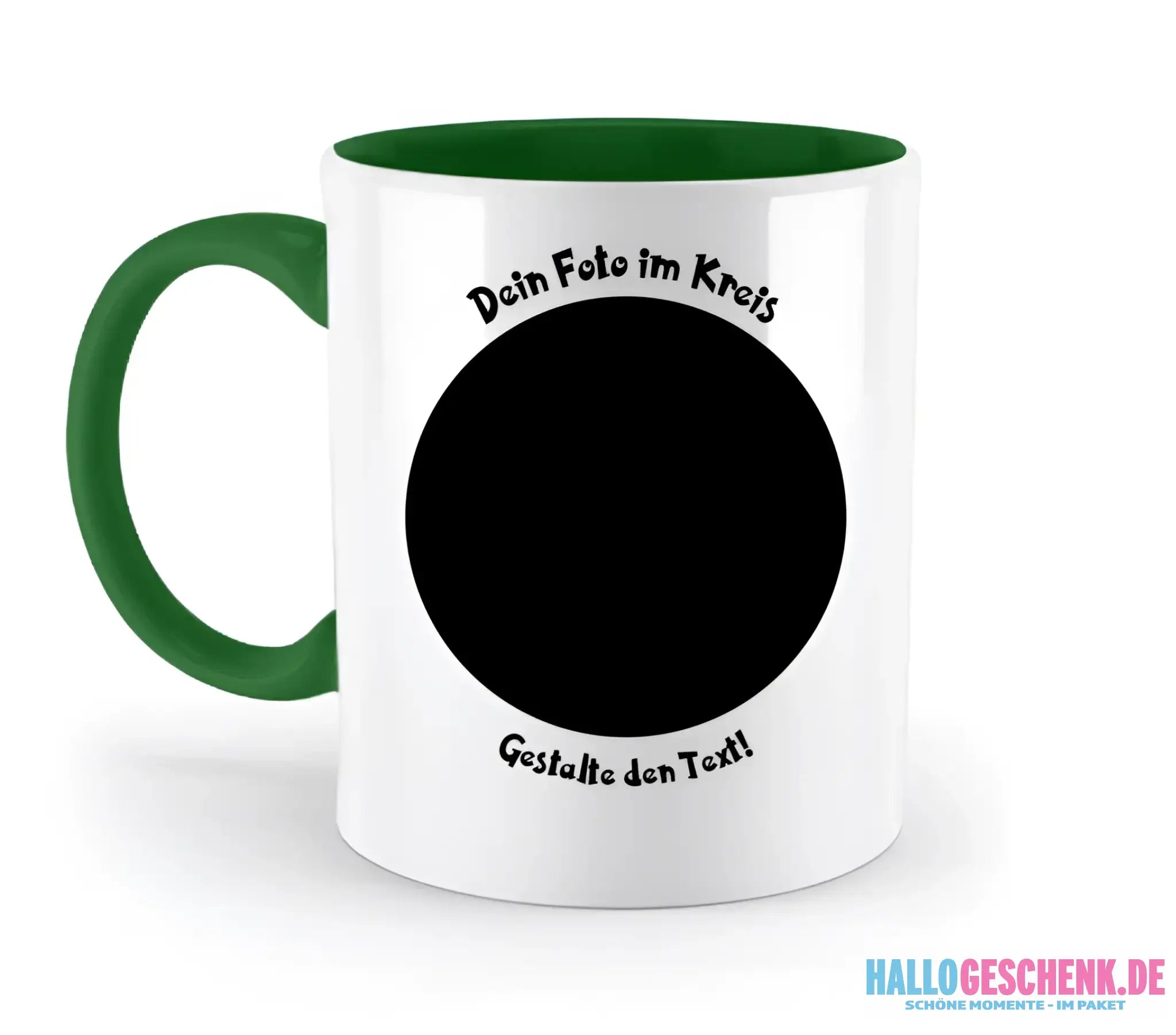 Dein FOTO im Kreis + Text • zweifarbige Tasse spülmaschinengeeignet • Exklusivdesign • personalisiert