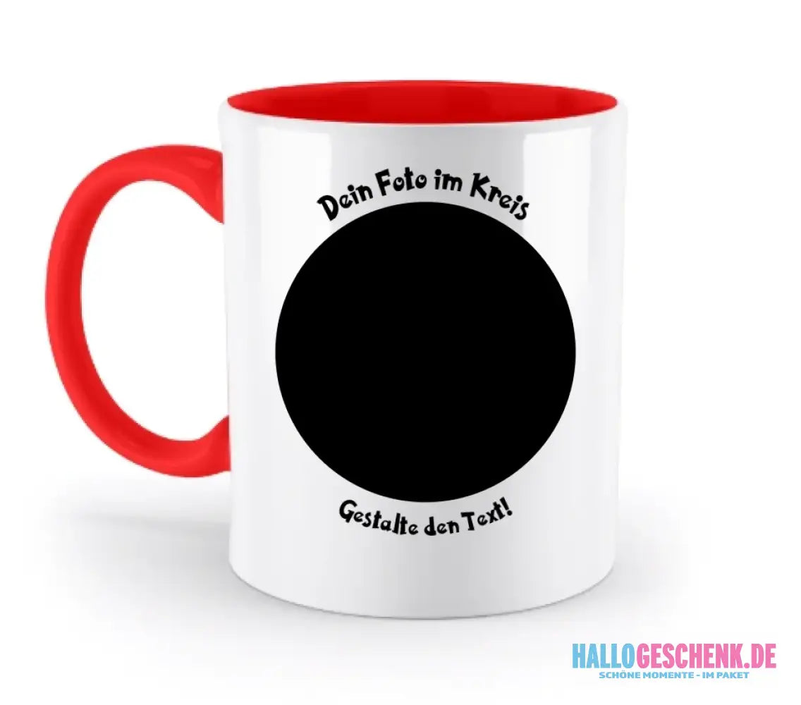 Dein FOTO im Kreis + Text • zweifarbige Tasse spülmaschinengeeignet • Exklusivdesign • personalisiert