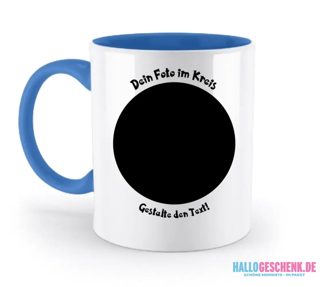 Dein FOTO im Kreis + Text • zweifarbige Tasse spülmaschinengeeignet • Exklusivdesign • personalisiert