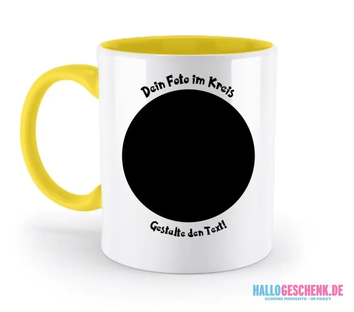 Dein FOTO im Kreis + Text • zweifarbige Tasse spülmaschinengeeignet • Exklusivdesign • personalisiert