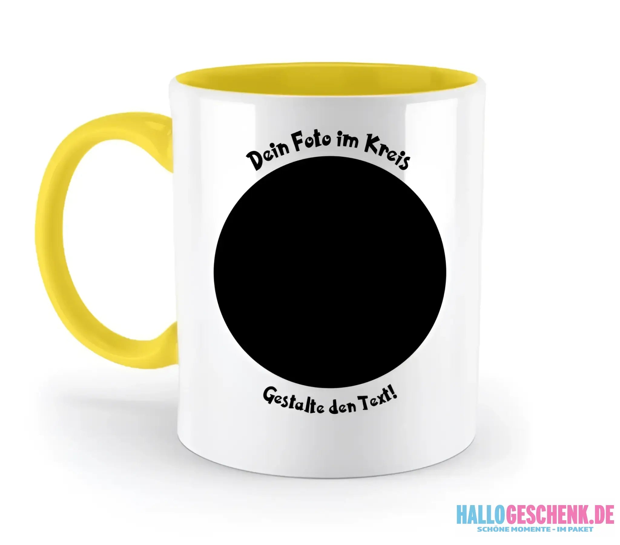 Dein FOTO im Kreis + Text • zweifarbige Tasse spülmaschinengeeignet • Exklusivdesign • personalisiert