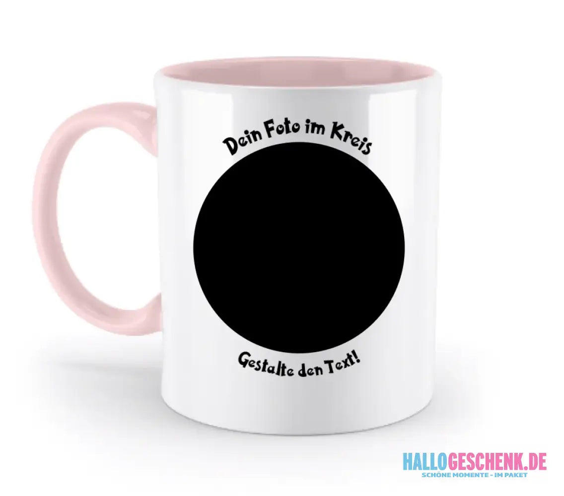 Dein FOTO im Kreis + Text • zweifarbige Tasse spülmaschinengeeignet • Exklusivdesign • personalisiert
