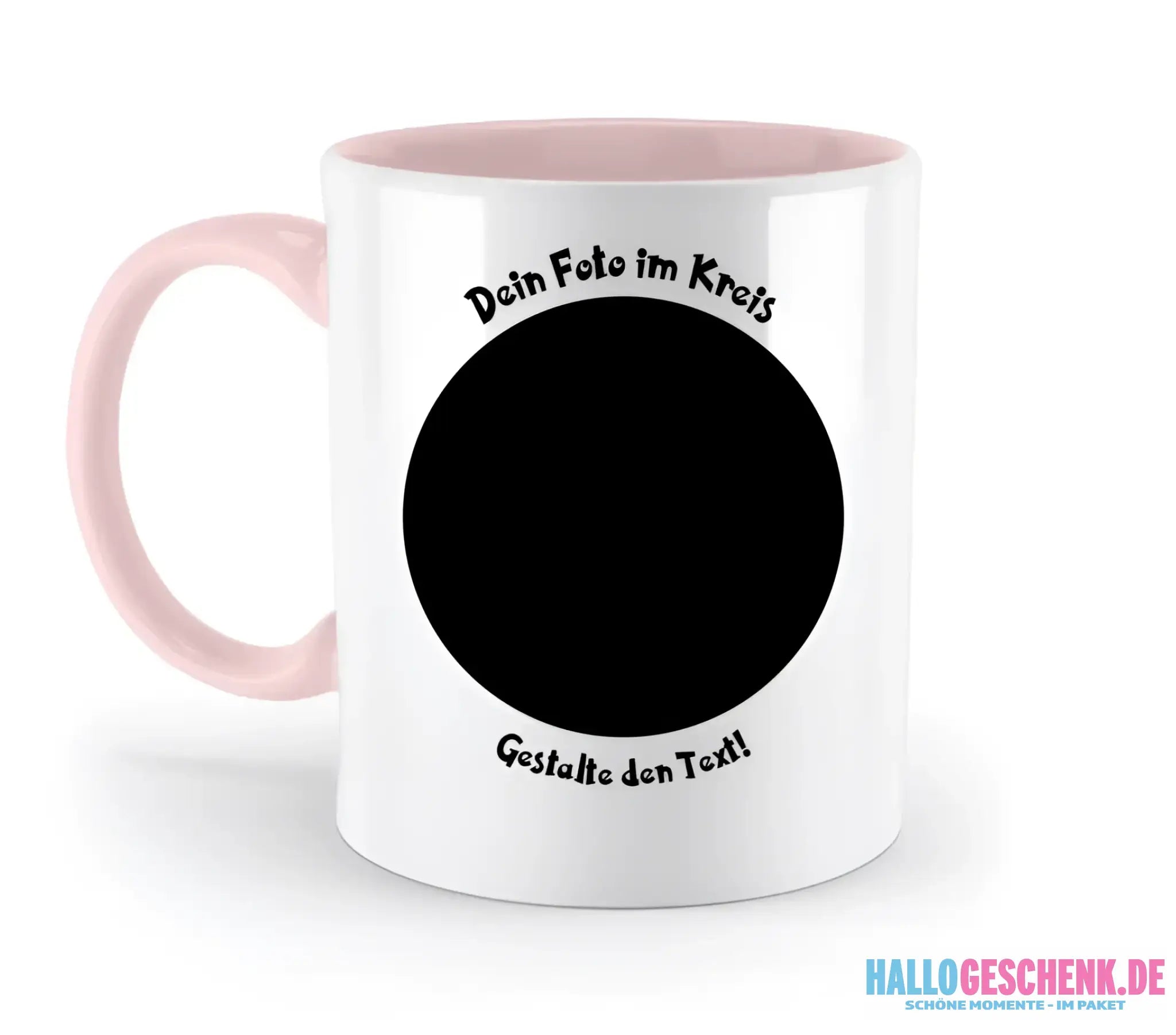 Dein FOTO im Kreis + Text • zweifarbige Tasse spülmaschinengeeignet • Exklusivdesign • personalisiert