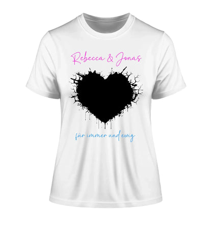 Dein Foto im wilden Herz - mit Wunschtext (personalisierbare Fotomotive) - Damen T-Shirt (Fitted) • Bio / White / 2XL