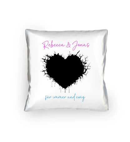 Dein Foto im wilden Herz - mit Wunschtext (personalisierbare Fotomotive) - Kissen 40x40 cm / White / 40cm-x-40cm