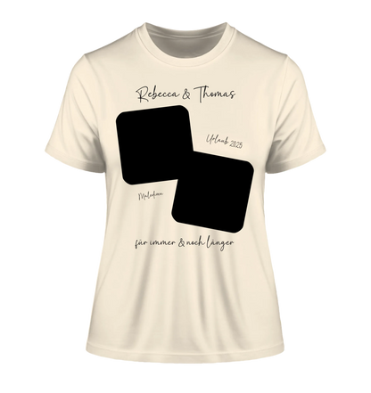 Dein Foto in 1-4 Quadraten - mit Wunschtext (personalisierbare Fotomotive) • Collage - Damen T-Shirt (Fitted) • Bio