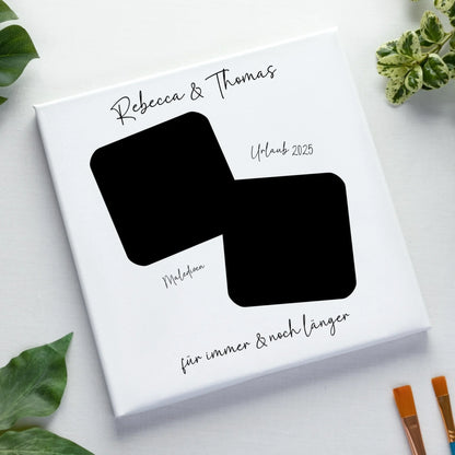 Dein Foto in 1-4 Quadraten - mit Wunschtext (personalisierbare Fotomotive) • Collage - Leinwand auf Holzkeilrahmen