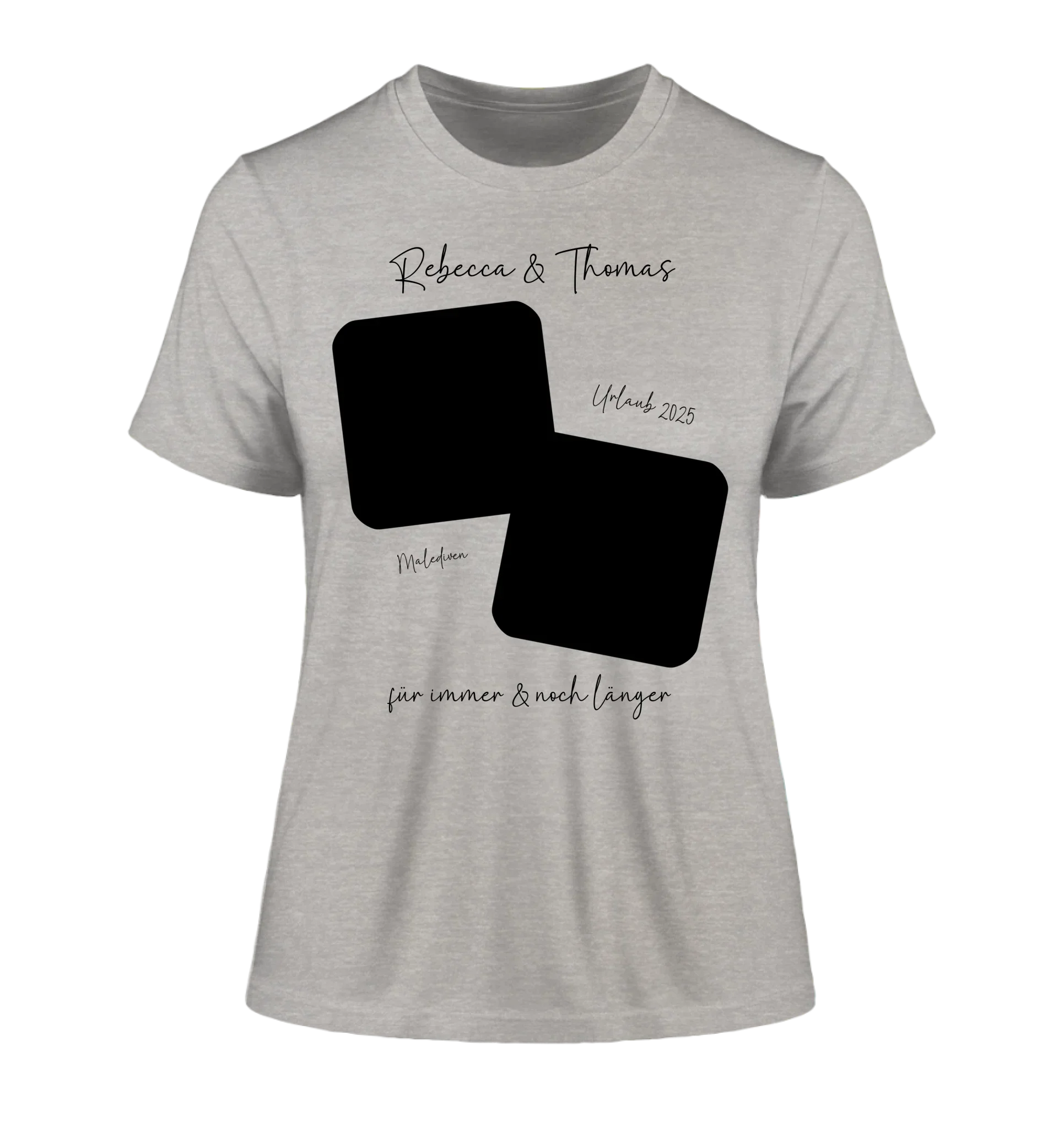 Dein Foto in 1-4 Quadraten - mit Wunschtext (personalisierbare Fotomotive) • Collage - Damen T-Shirt (Fitted) • Bio