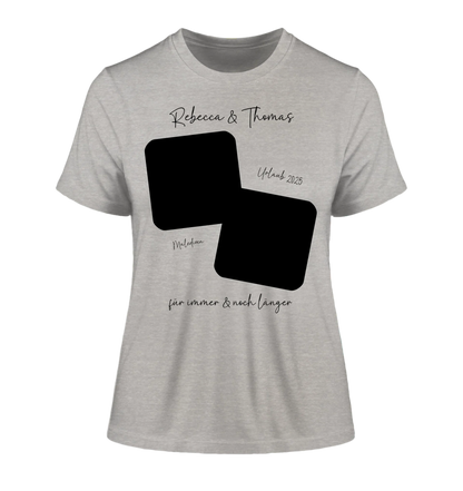Dein Foto in 1-4 Quadraten - mit Wunschtext (personalisierbare Fotomotive) • Collage - Damen T-Shirt (Fitted) • Bio