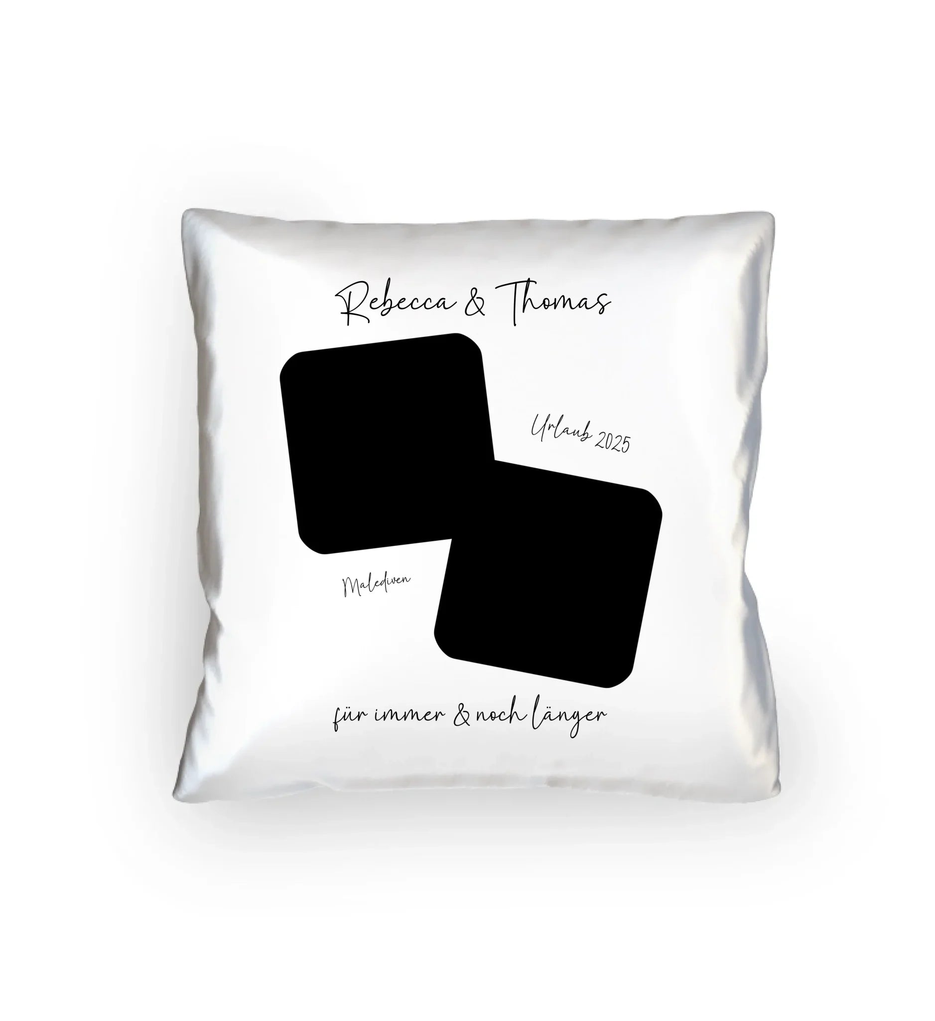 Dein Foto in 1-4 Quadraten - mit Wunschtext (personalisierbare Fotomotive) • Collage - Kissen 40x40 cm / White