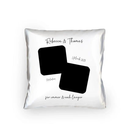 Dein Foto in 1-4 Quadraten - mit Wunschtext (personalisierbare Fotomotive) • Collage - Kissen 40x40 cm / White