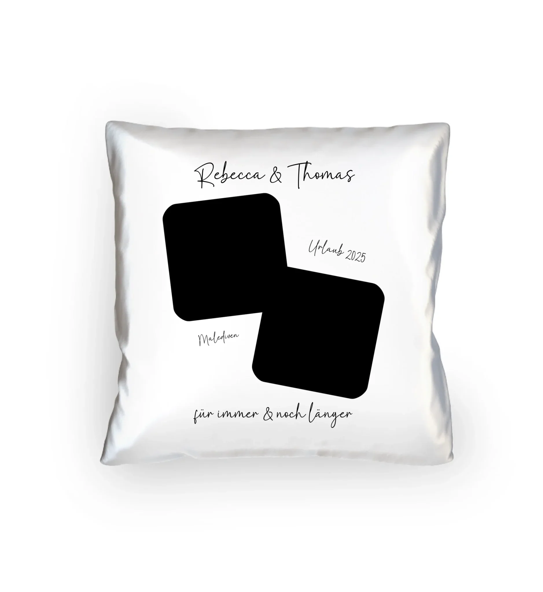 Dein Foto in 1-4 Quadraten mit Wunschtext • ’Statement-Collection’ • personalisierbare Fotomotive - Kissen / White