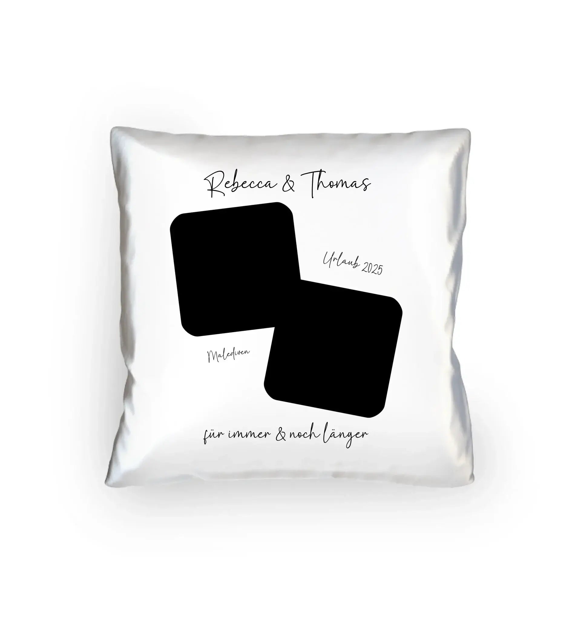 Dein Foto in 1-4 Quadraten mit Wunschtext • ’Statement-Collection’ • personalisierbare Fotomotive - Kissen / White