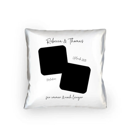 Dein Foto in 1-4 Quadraten mit Wunschtext • ’Statement-Collection’ • personalisierbare Fotomotive - Kissen / White
