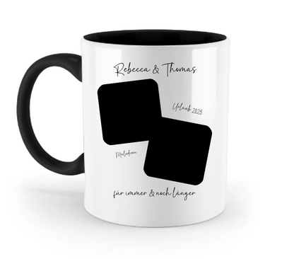 Dein Foto in 1-4 Quadraten mit Wunschtext • ’Statement-Collection’ • personalisierbare Fotomotive - Tassen / Black