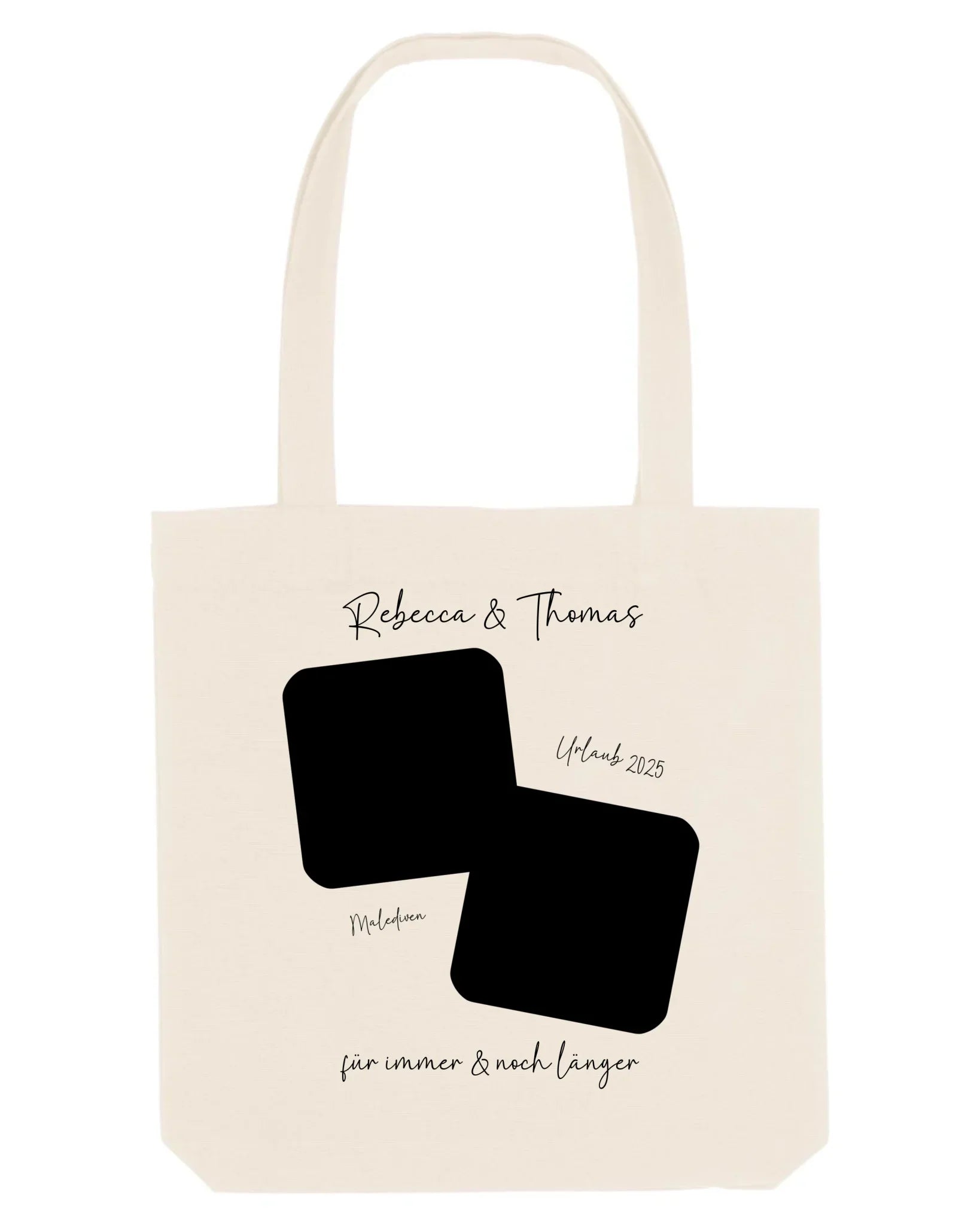 Dein Foto in 1-4 Quadraten mit Wunschtext • ’Statement-Collection’ • personalisierbare Fotomotive - Stofftasche • Bio