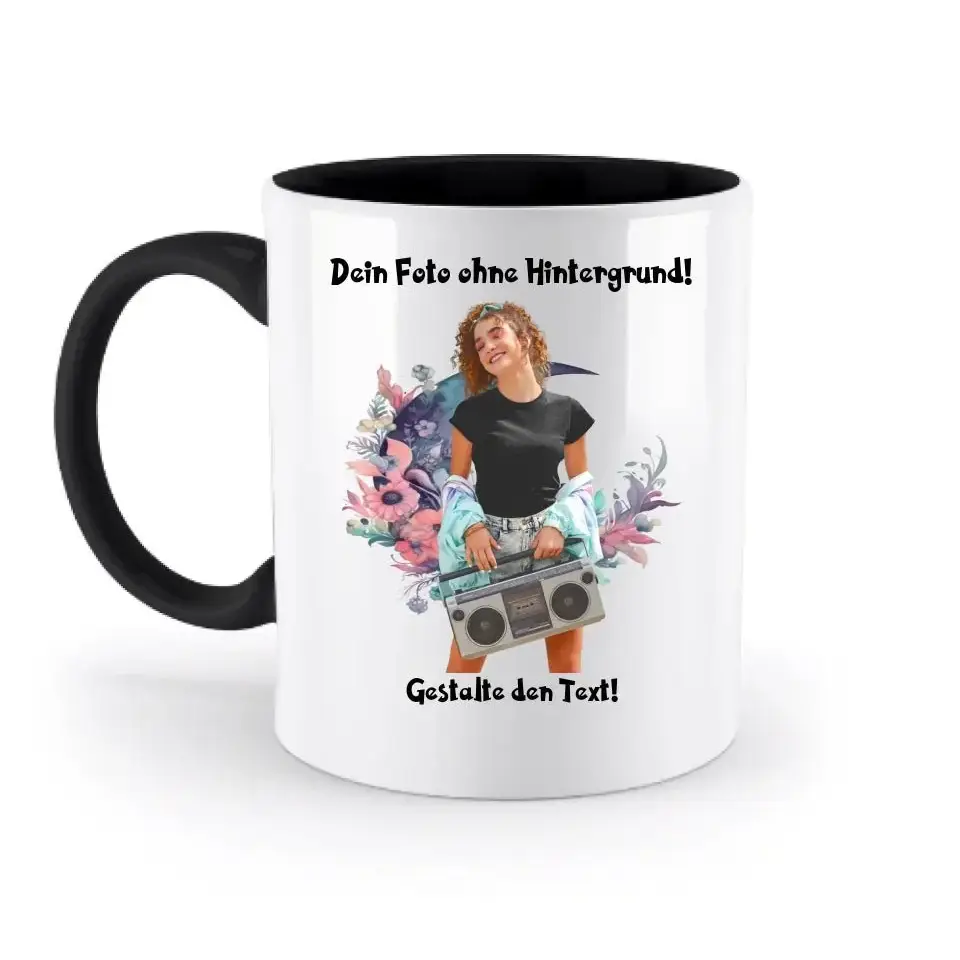 Dein FOTO mit Hintergrundentferner + Text + Hintergrund optional • zweifarbige Tasse spülmaschinengeeignet • Exklusivdesign • personalisiert • KI-MAGIC-CUT