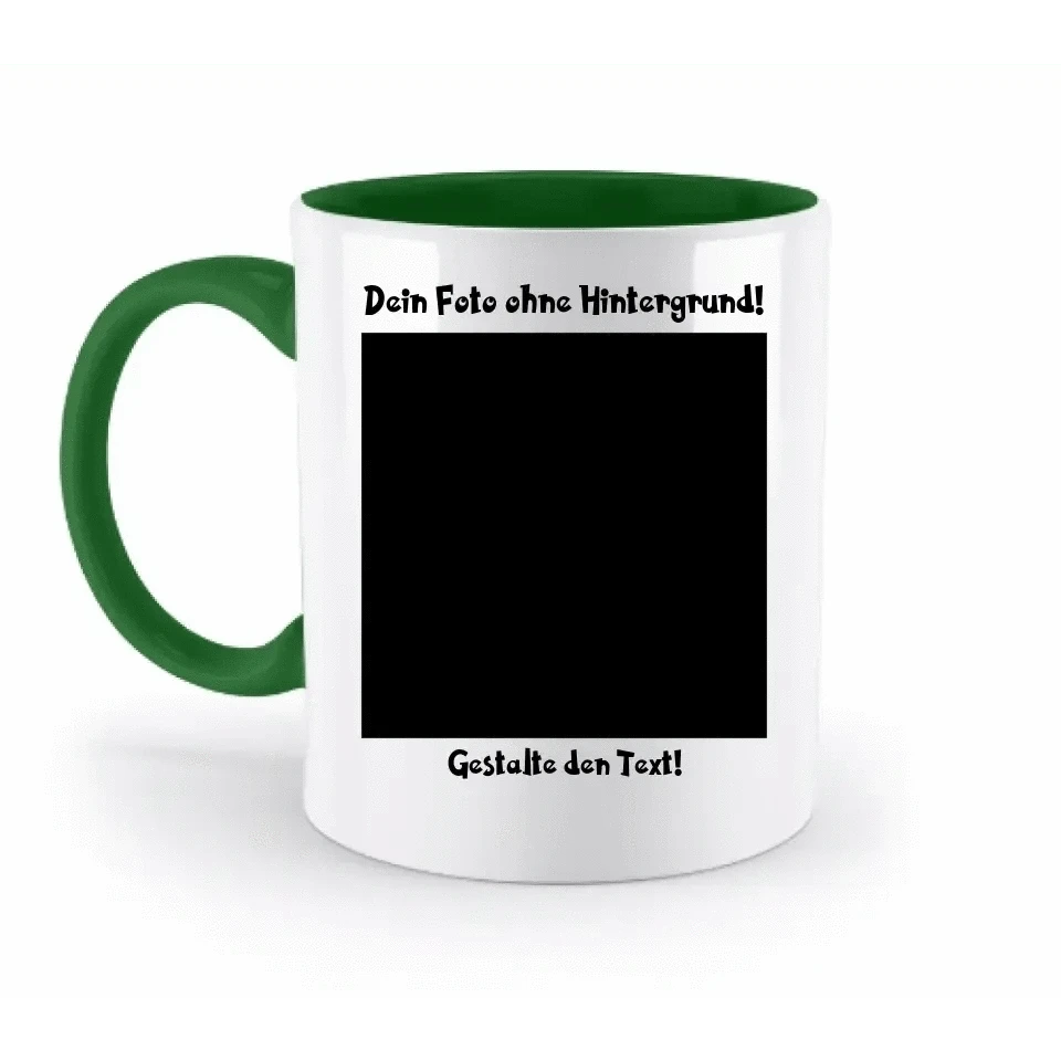 Dein FOTO mit Hintergrundentferner + Text + Hintergrund optional • zweifarbige Tasse spülmaschinengeeignet • Exklusivdesign • personalisiert • KI-MAGIC-CUT
