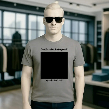 Dein FOTO mit Hintergrundentferner + Text + Hintergrund optional • Unisex Premium T-Shirt XS-5XL aus Bio-Baumwolle für Damen & Herren • Exklusivdesign • personalisiert • KI-MAGIC-CUT