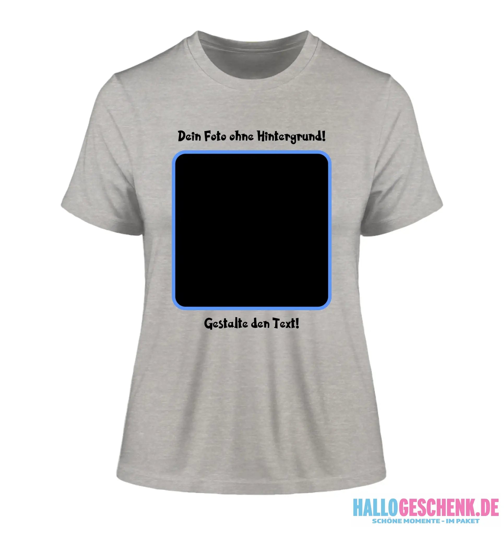 Dein FOTO mit Hintergrundentferner + Text + Hintergrund (optional) • Damen T-Shirt • Bio-Baumwolle • Premium-Qualität