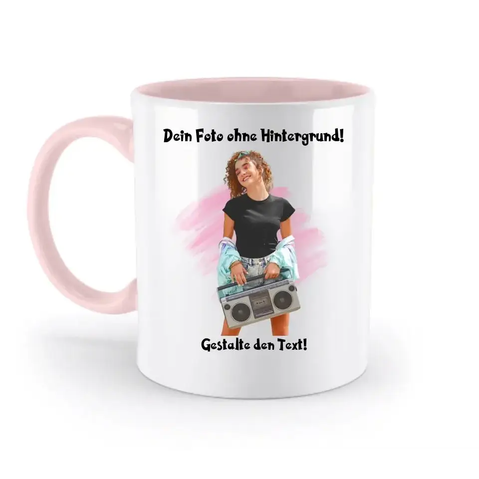 Dein FOTO mit Hintergrundentferner + Text + Hintergrund optional • zweifarbige Tasse spülmaschinengeeignet • Exklusivdesign • personalisiert • KI-MAGIC-CUT