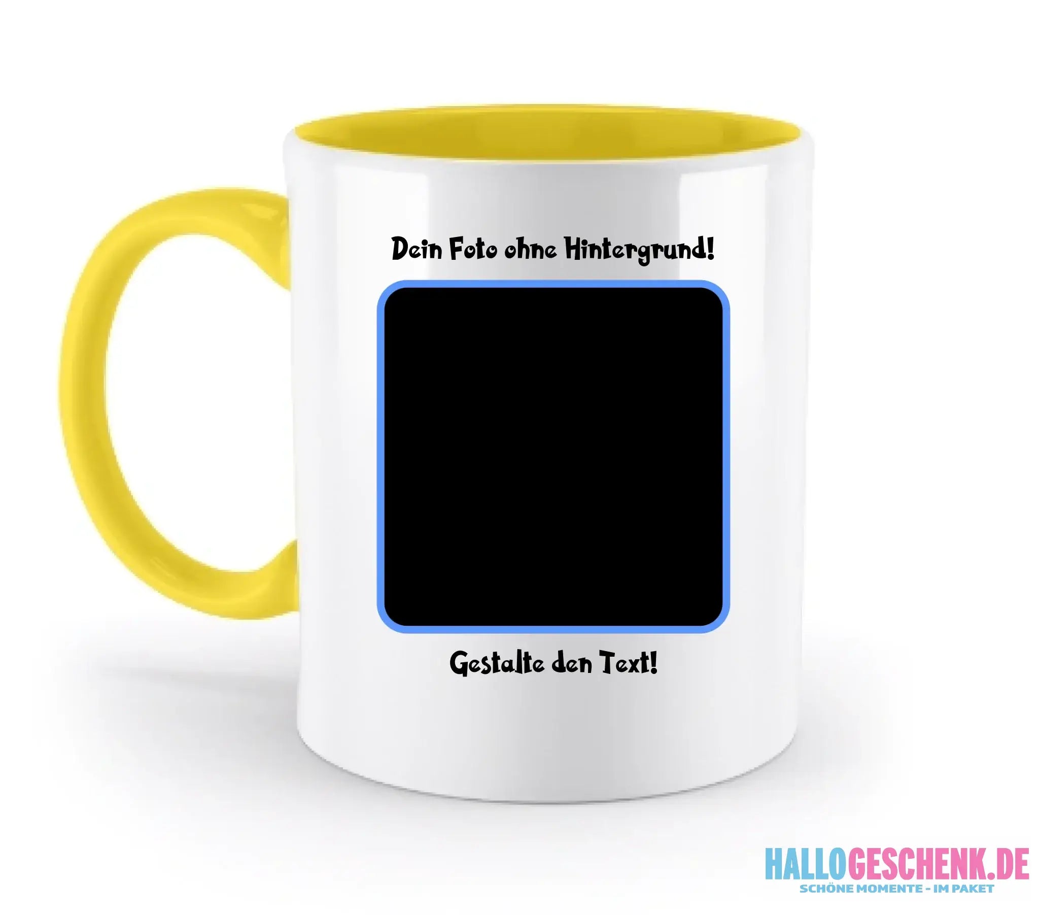 Dein FOTO mit Hintergrundentferner + Text + Hintergrund (optional)• zweifarbige Tasse (spülmaschinengeeignet)
