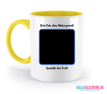 Dein FOTO mit Hintergrundentferner + Text + Hintergrund (optional)• zweifarbige Tasse (spülmaschinengeeignet)