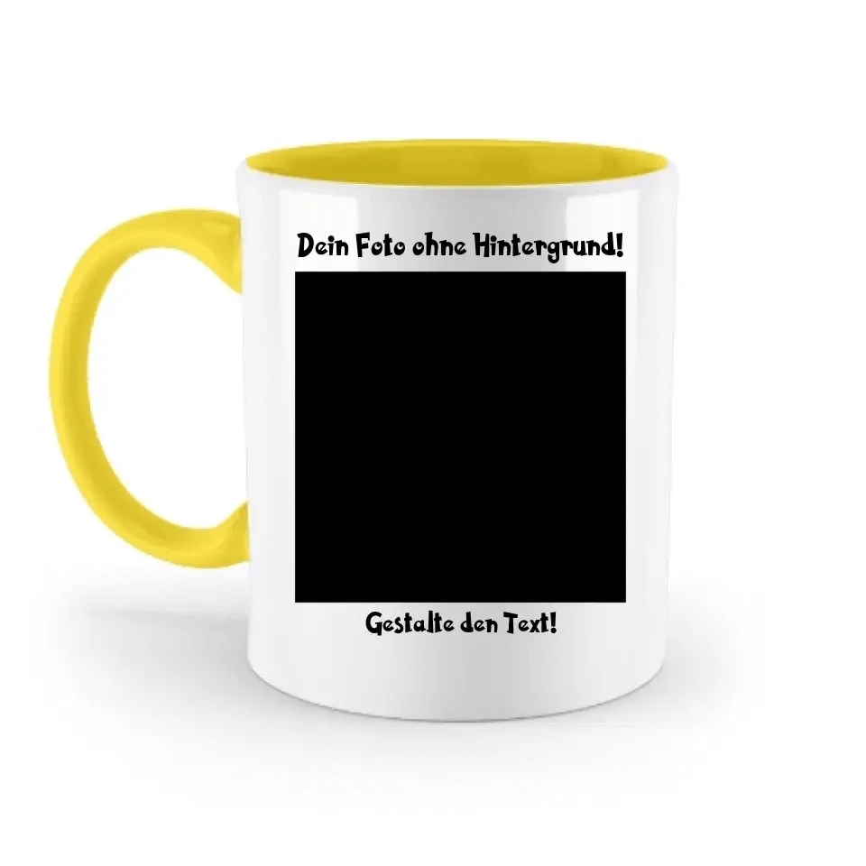 Dein FOTO mit Hintergrundentferner + Text + Hintergrund optional • zweifarbige Tasse spülmaschinengeeignet • Exklusivdesign • personalisiert • KI-MAGIC-CUT