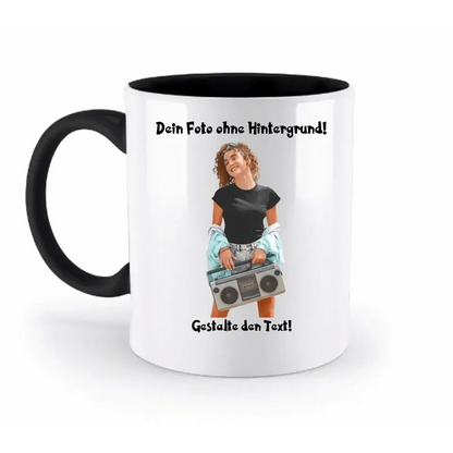 Dein FOTO mit Hintergrundentferner + Text + Hintergrund optional • zweifarbige Tasse spülmaschinengeeignet • Exklusivdesign • personalisiert • KI-MAGIC-CUT