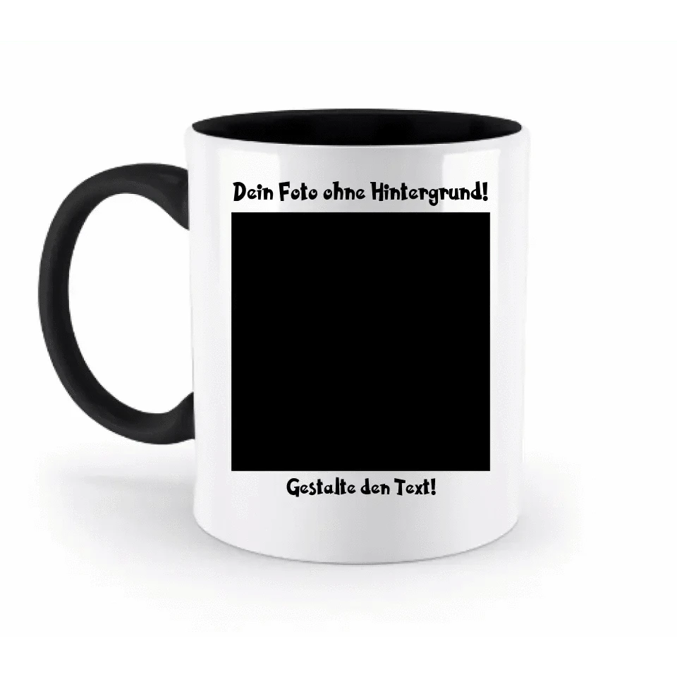 Dein FOTO mit Hintergrundentferner + Text + Hintergrund optional • zweifarbige Tasse spülmaschinengeeignet • Exklusivdesign • personalisiert • KI-MAGIC-CUT