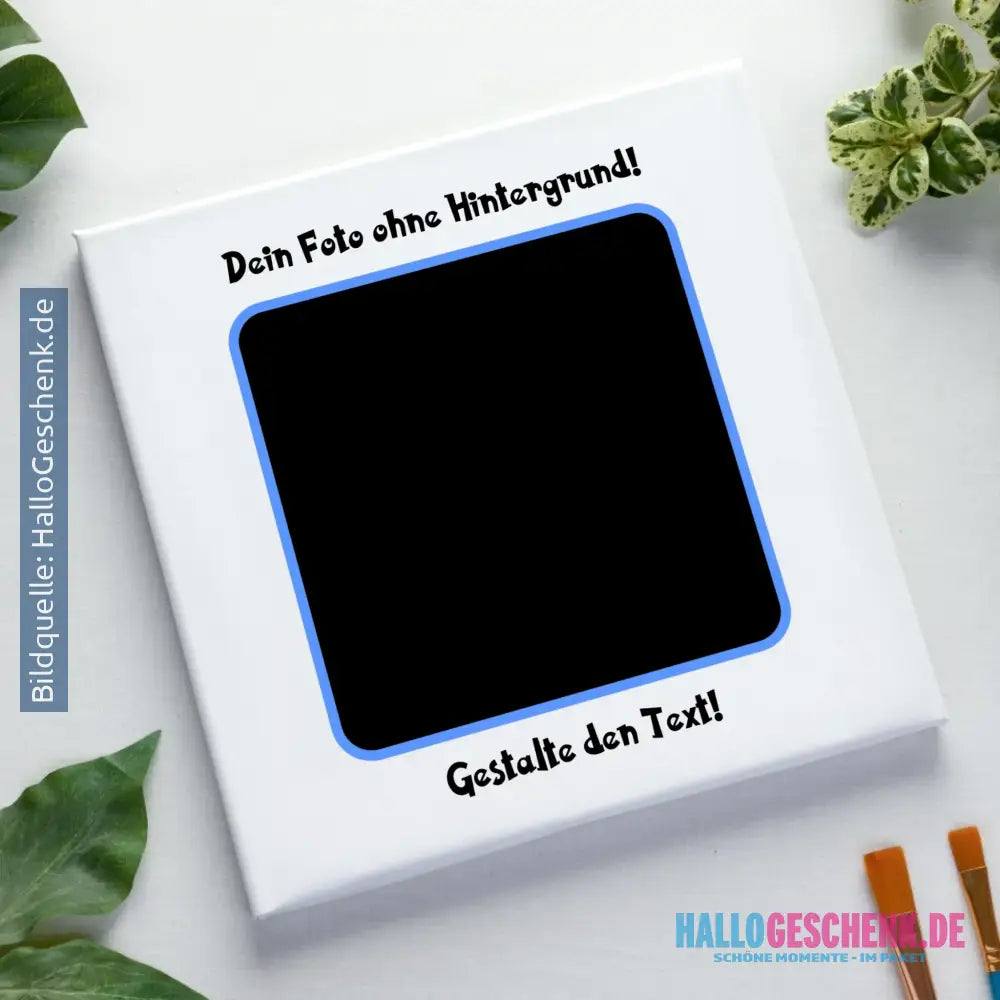 Dein Foto mit Hintergrundentferner + Text + Hintergrund (optional) • Leinwand auf Holzkeilrahmen • MAGIC-KI-CUT TOOL