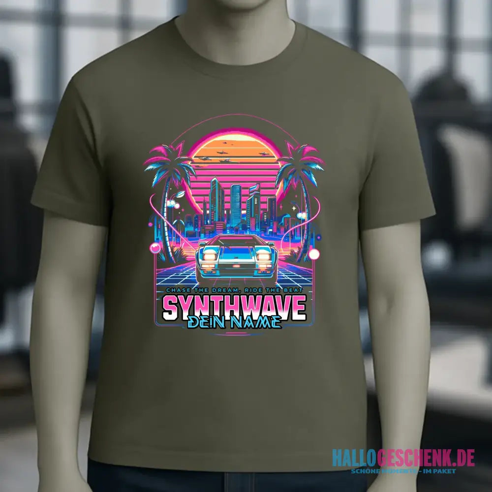 Dein Name • Synthwave • Retro • 80s • Cyberpunk • Unisex Premium T-Shirt XS-5XL aus Bio-Baumwolle für Damen & Herren • Exklusivdesign • personalisiert