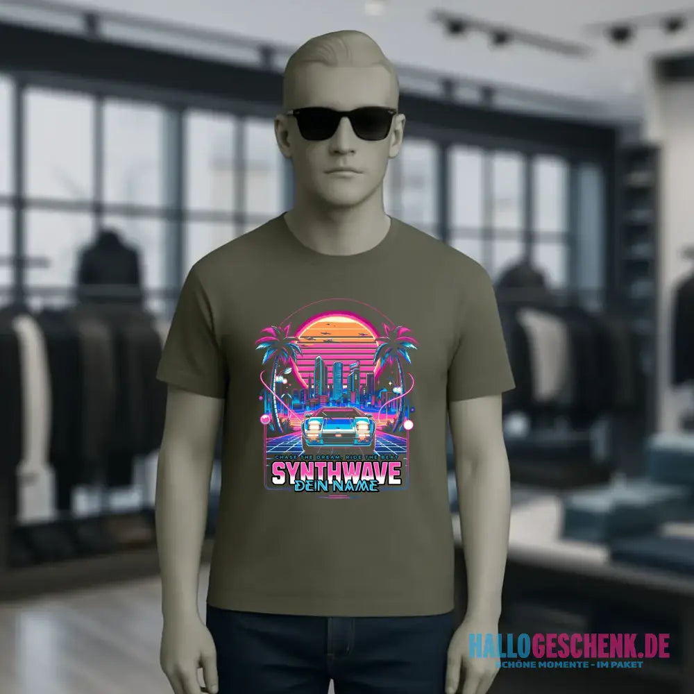 Dein Name • Synthwave • Retro • 80s • Cyberpunk • Unisex Premium T-Shirt XS-5XL aus Bio-Baumwolle für Damen & Herren • Exklusivdesign • personalisiert