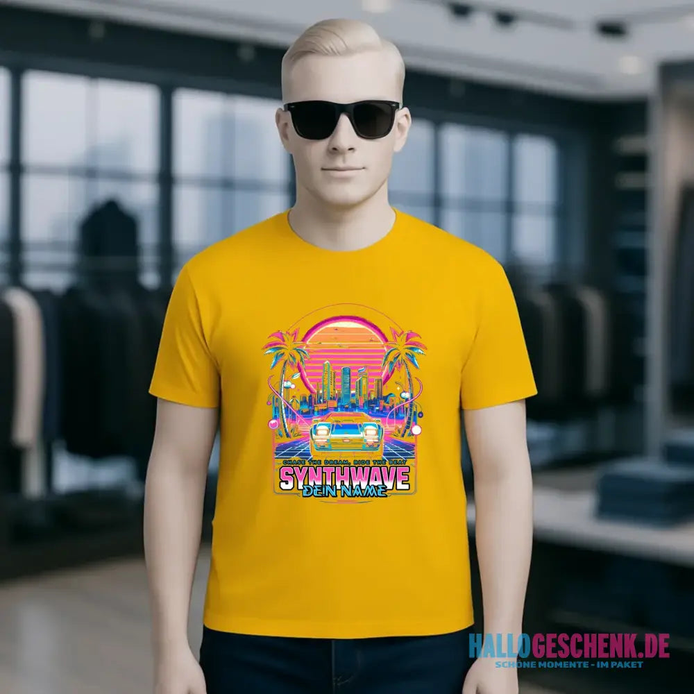 Dein Name • Synthwave • Retro • 80s • Cyberpunk • Unisex Premium T-Shirt XS-5XL aus Bio-Baumwolle für Damen & Herren • Exklusivdesign • personalisiert