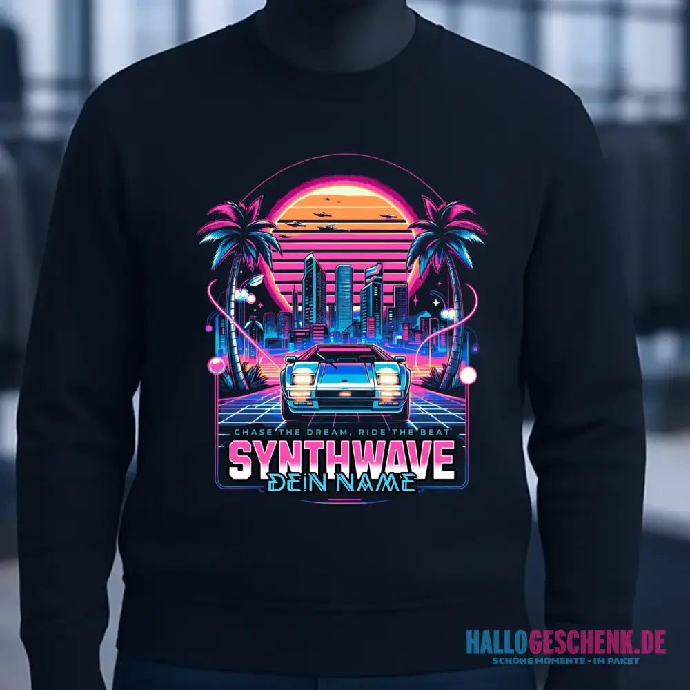 Dein Name • Synthwave • Retro • 80s • Cyberpunk • Unisex Sweatshirt Bio-Baumwolle in 4 Farben XS-3XL • personalisiert