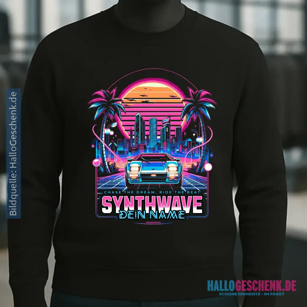 Dein Name • Synthwave • Retro • 80s • Cyberpunk • Unisex Sweatshirt Bio-Baumwolle in 4 Farben XS-3XL • personalisiert