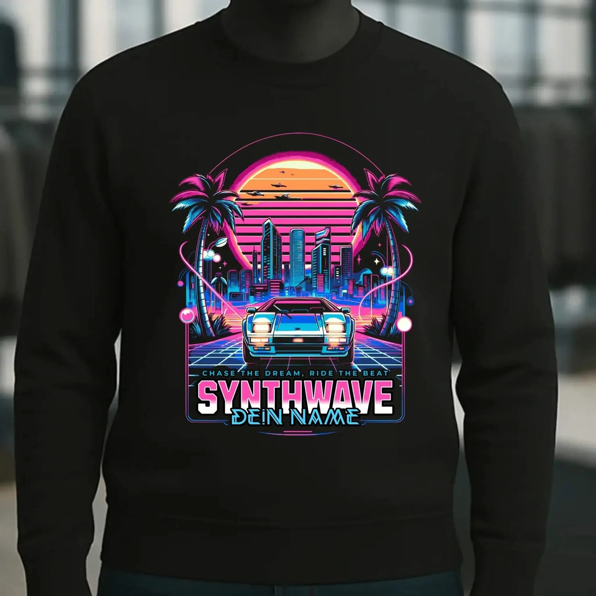 Dein Name • Synthwave • Retro • 80s • Cyberpunk • Unisex Sweatshirt Bio-Baumwolle in 4 Farben XS-3XL • personalisiert