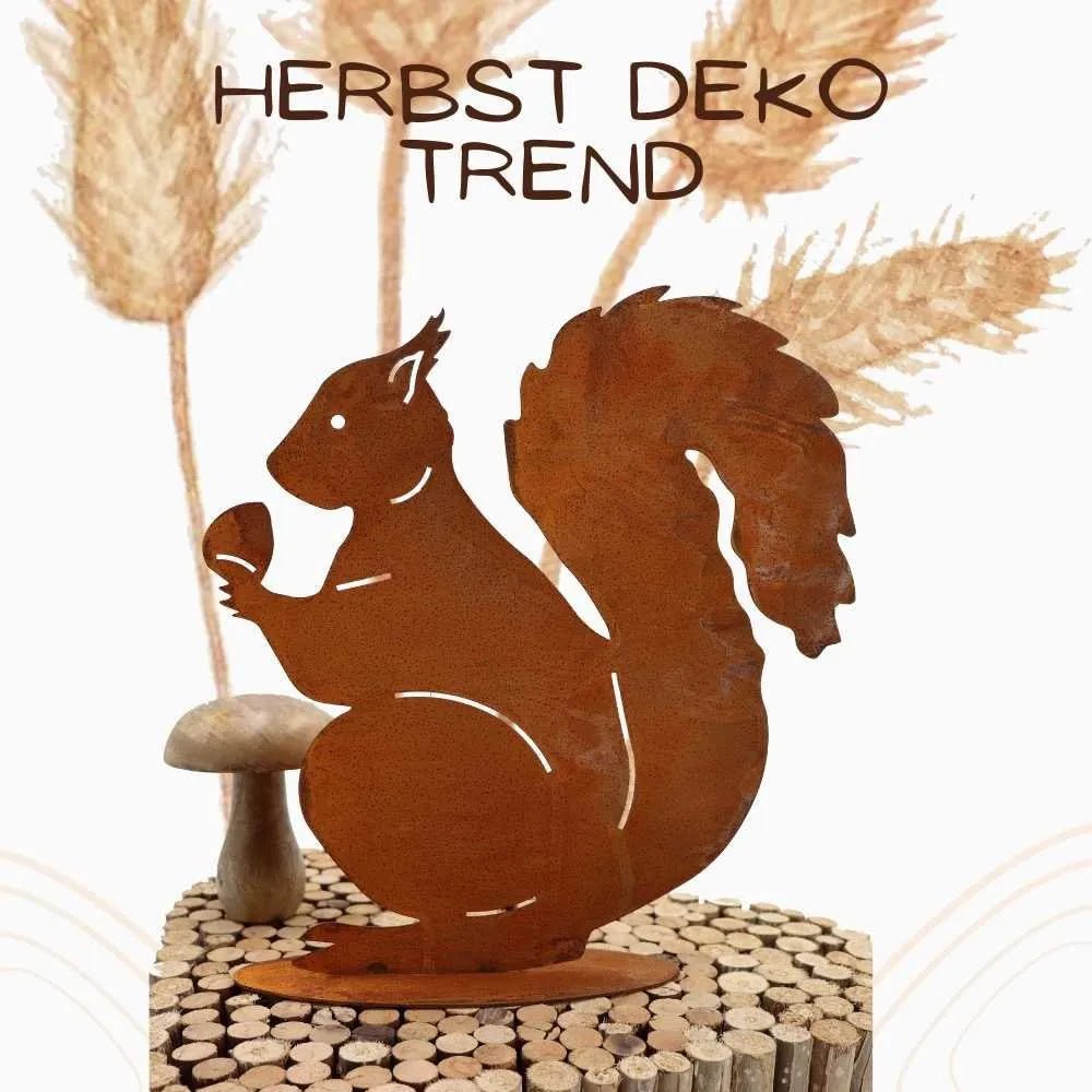 Deko Eichhörnchen in Edelrost | Herbstdeko aus Metall von HalloGeschenk.de