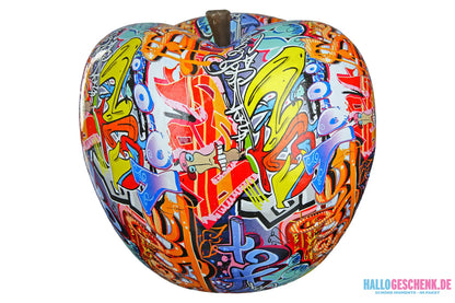 Dekoobjekt: Apfel „Street Art“ • Kunstharz • mehrfarbig • 27,5x29x29 cm • Gilde - Dekoobjekt