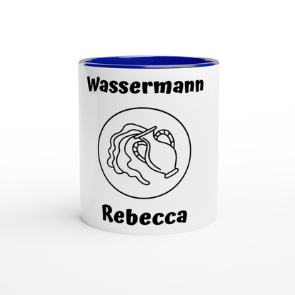 Mit 3D-Vorschau: 12 Sternzeichen mittig mit Name + personalisierten Sprüchen • zweifarbige Tasse