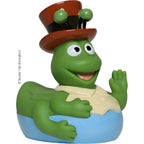 Grüne badeente mit braunem zylinder und beigem weste aus dem bundel die biene maja mit verpackung und renngewichten
