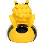 Gelb schwarzer gummibadeente bienenform mit strukturierter oberfläche zwei antennen und abgerundetem bauch aus dem bundle die biene maja ihr bester freund willi und grashüpfer flip lizenzprodukt