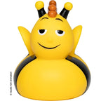 Gelbe gummibiene badeente mit schwarzen streifen orange getippten antennen und lachendem gesicht aus bundle die biene maja set