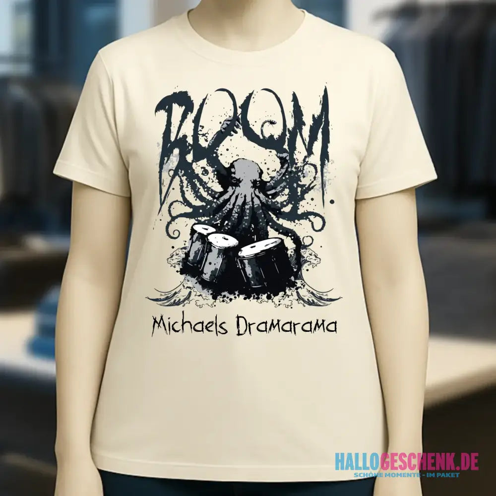 Drama Drummer Schlagzeuger + Wunschtext • Musik • Ladies Premium T-Shirt XS-2XL aus Bio-Baumwolle für Damen • Exklusivdesign • personalisiert