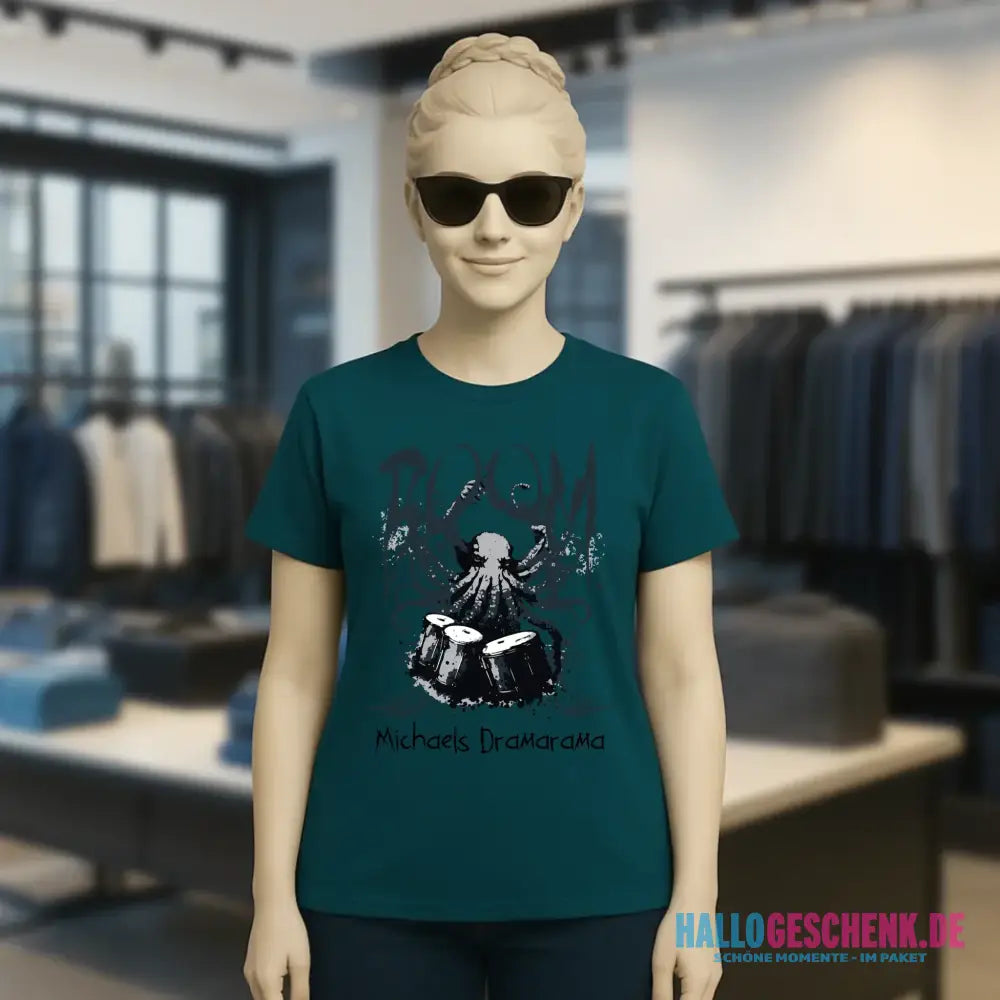 Drama Drummer Schlagzeuger + Wunschtext • Musik • Ladies Premium T-Shirt XS-2XL aus Bio-Baumwolle für Damen • Exklusivdesign • personalisiert