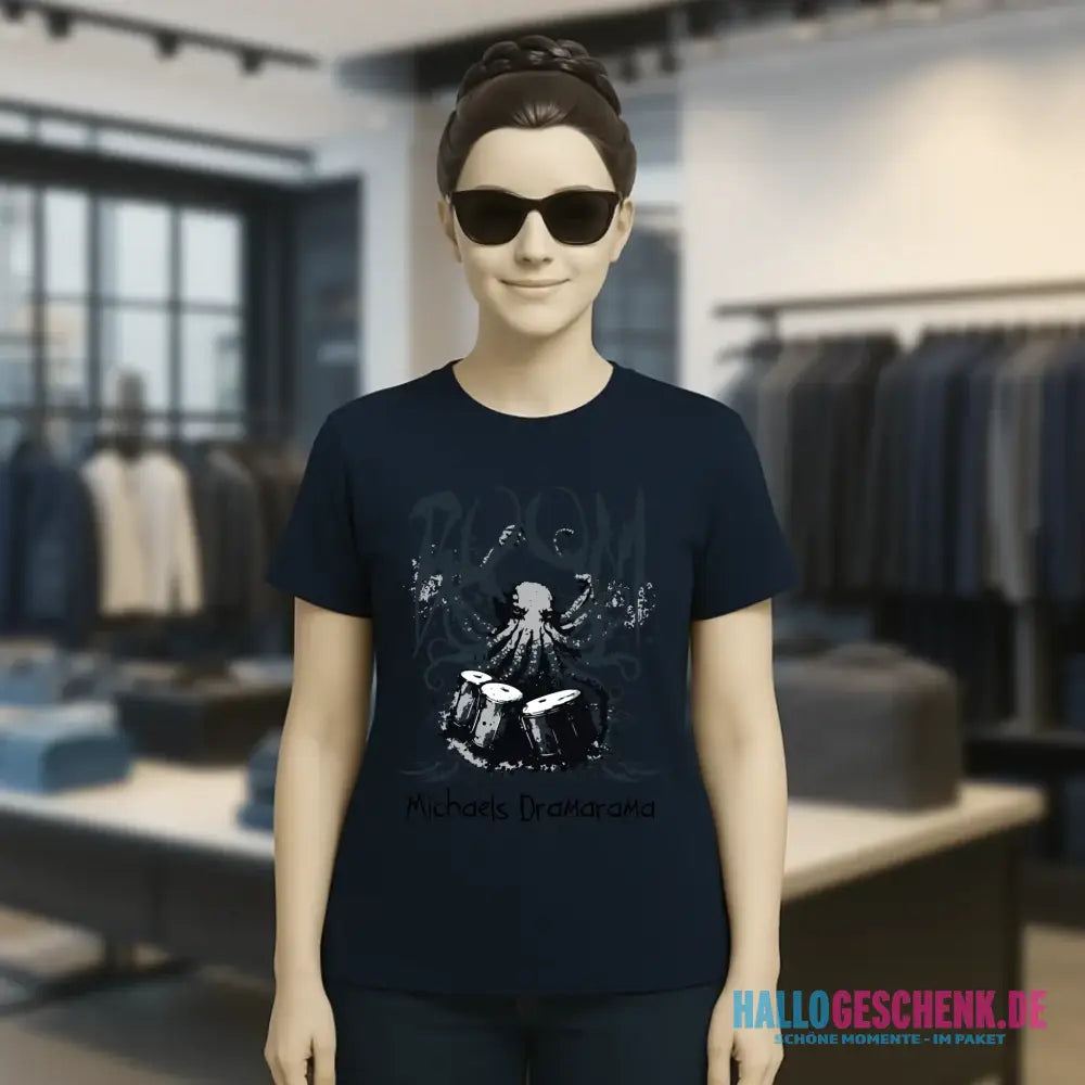 Drama Drummer Schlagzeuger + Wunschtext • Musik • Ladies Premium T-Shirt XS-2XL aus Bio-Baumwolle für Damen • Exklusivdesign • personalisiert