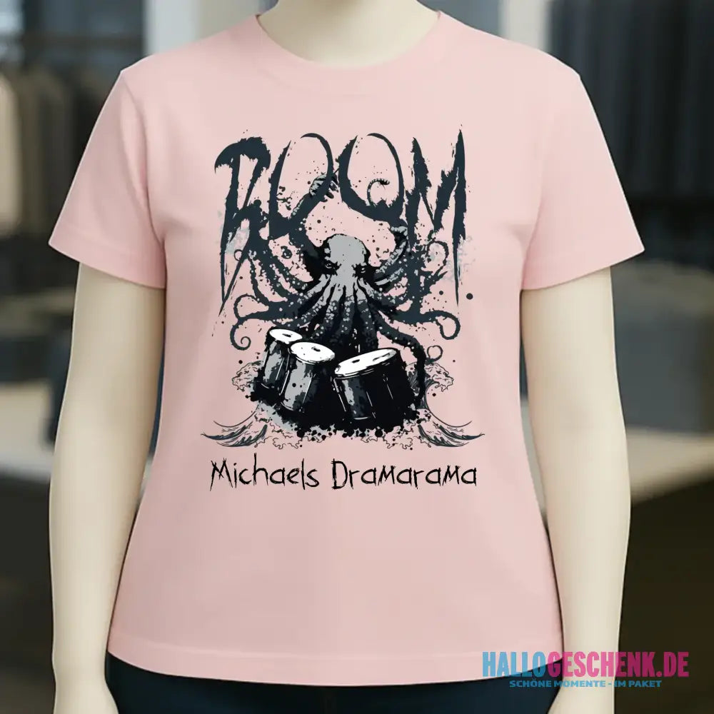 Drama Drummer Schlagzeuger + Wunschtext • Musik • Ladies Premium T-Shirt XS-2XL aus Bio-Baumwolle für Damen • Exklusivdesign • personalisiert