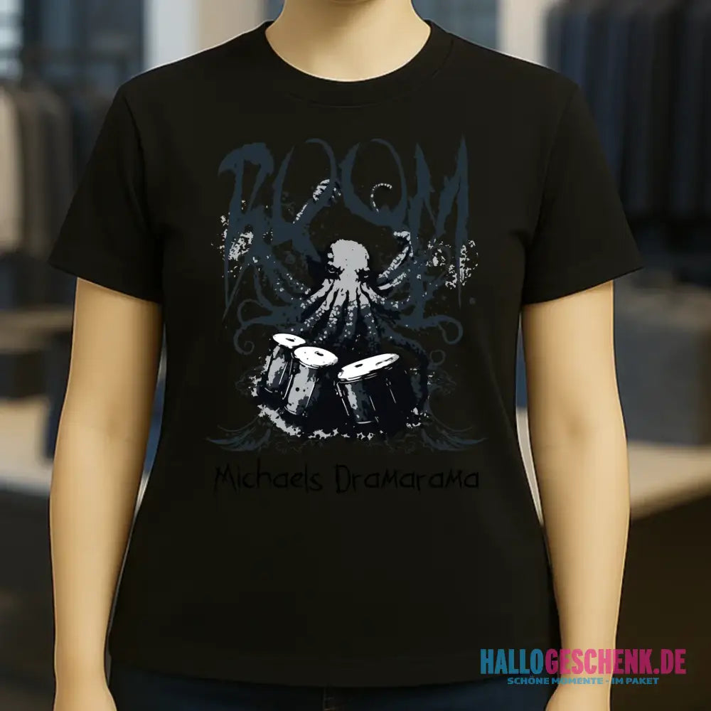 Drama Drummer Schlagzeuger + Wunschtext • Musik • Ladies Premium T-Shirt XS-2XL aus Bio-Baumwolle für Damen • Exklusivdesign • personalisiert