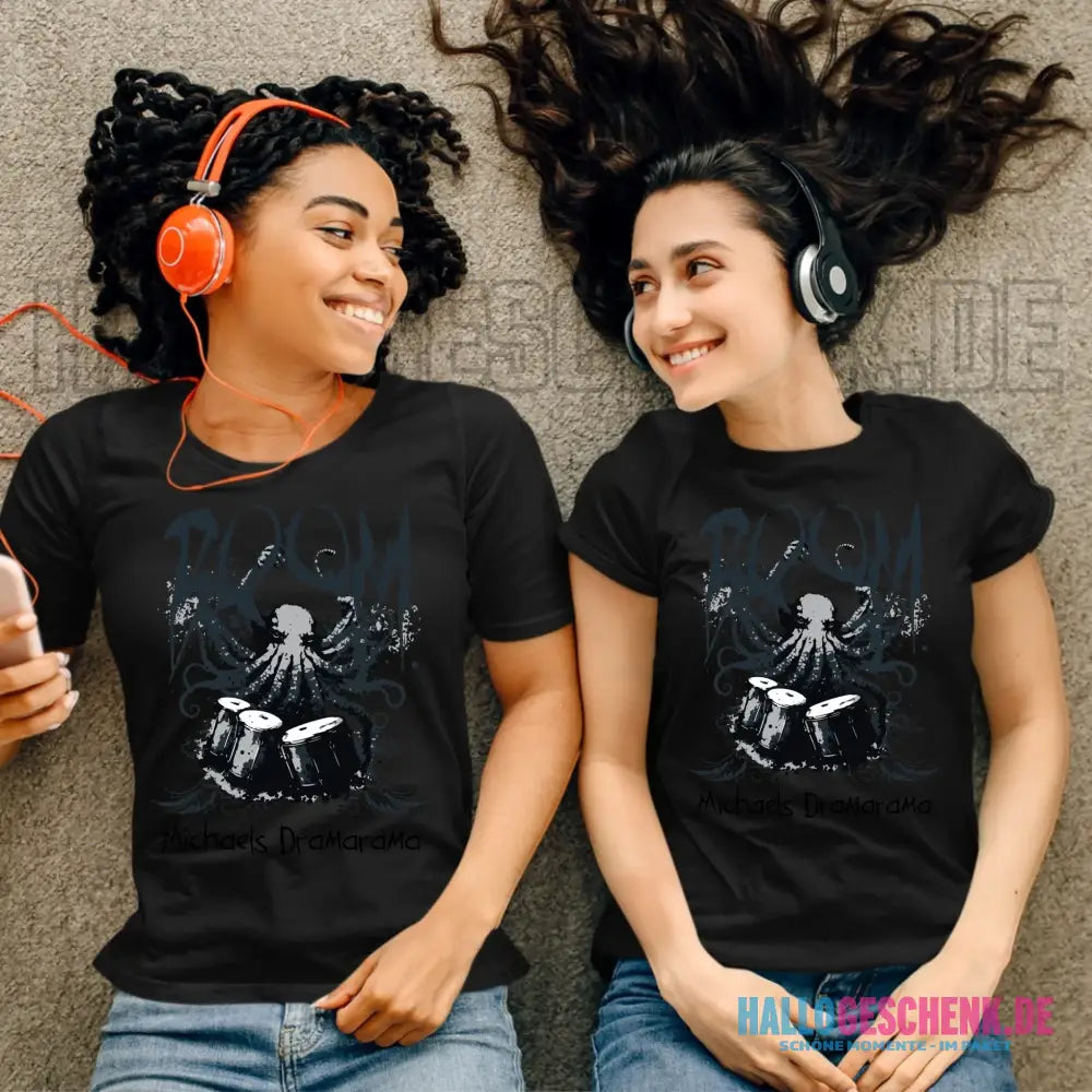 Drama Drummer Schlagzeuger + Wunschtext • Musik • Ladies Premium T-Shirt XS-2XL aus Bio-Baumwolle für Damen • Exklusivdesign • personalisiert