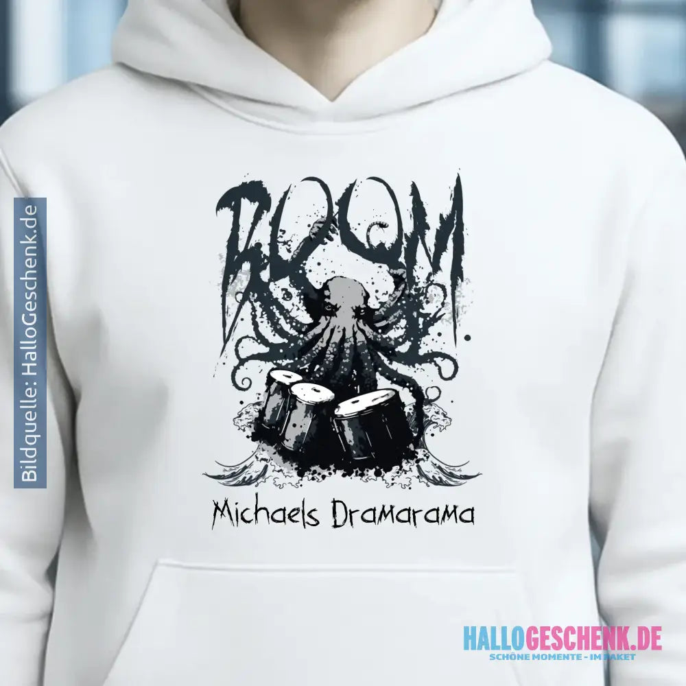Drama Drummer Schlagzeuger + Wunschtext • Musik • Unisex Premium Hoodie XS-5XL aus Bio-Baumwolle für Damen & Herren